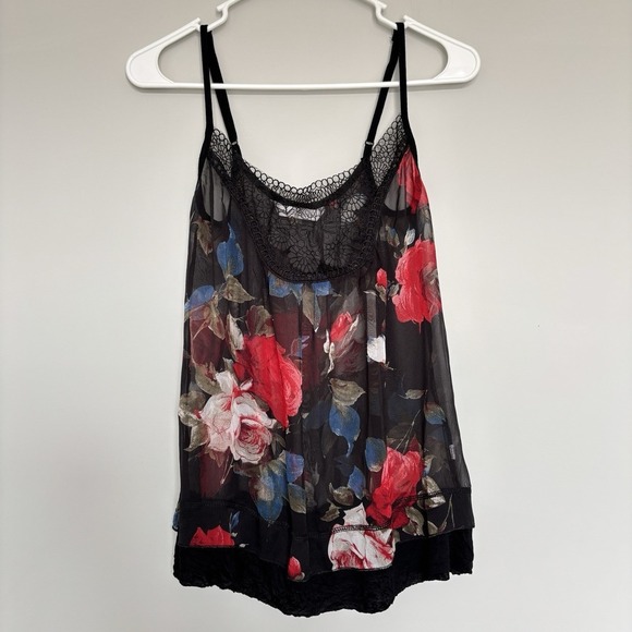 Costa Blanca Women's Size XS Sheer Tank Lace Cami Dark Romantic Layered Feminine - Picture 2 of 9